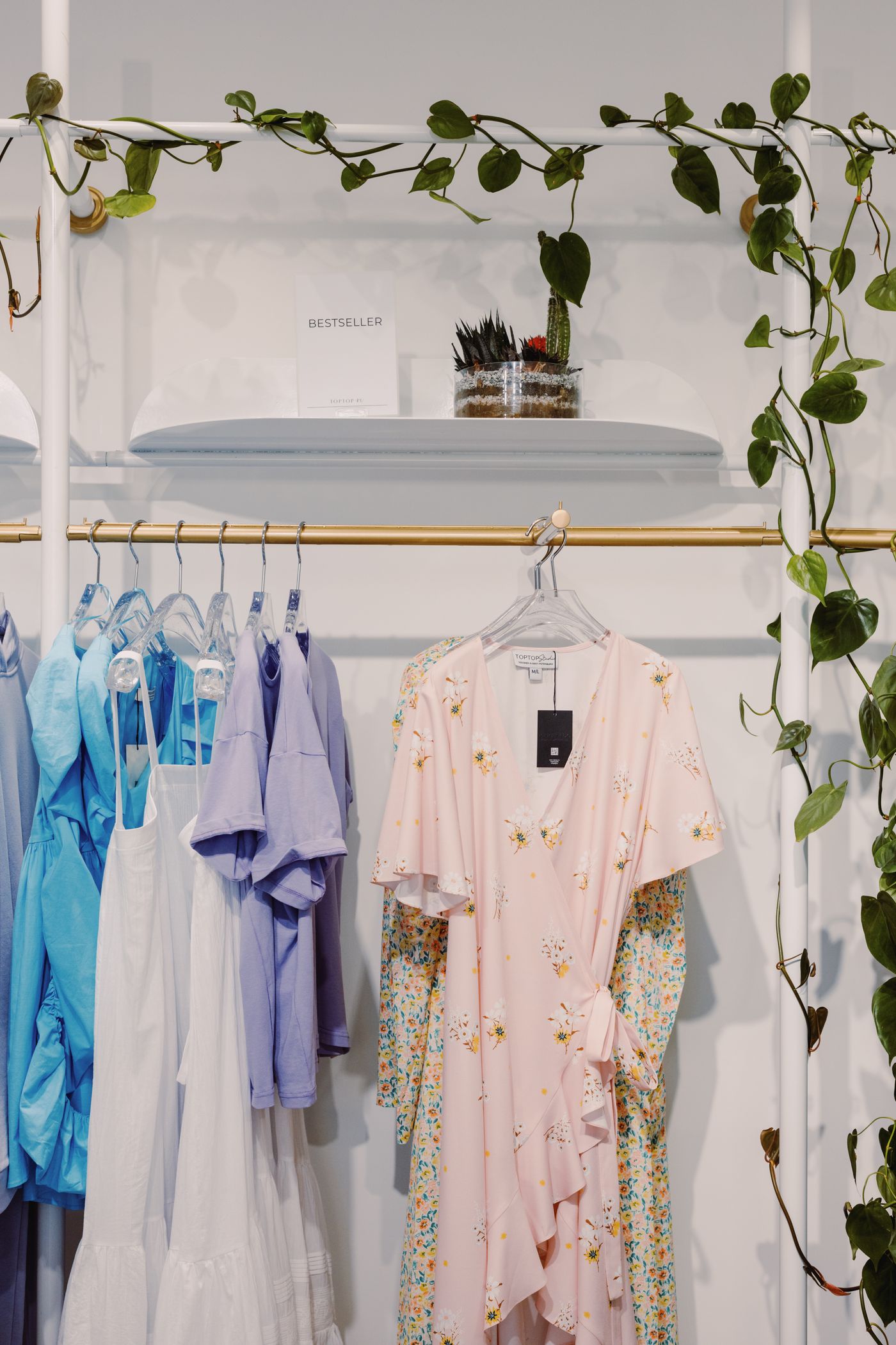 Dresses hanging in a boutique